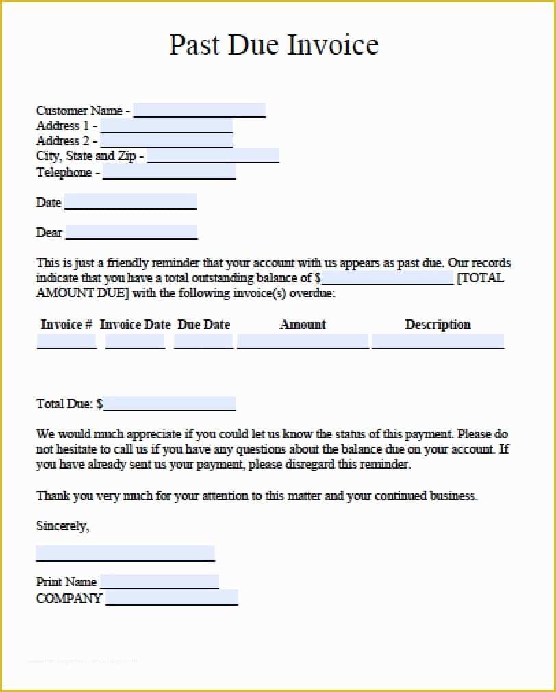 Free Past Due Letter Template Of Free Past Due Invoice Template Including Letter