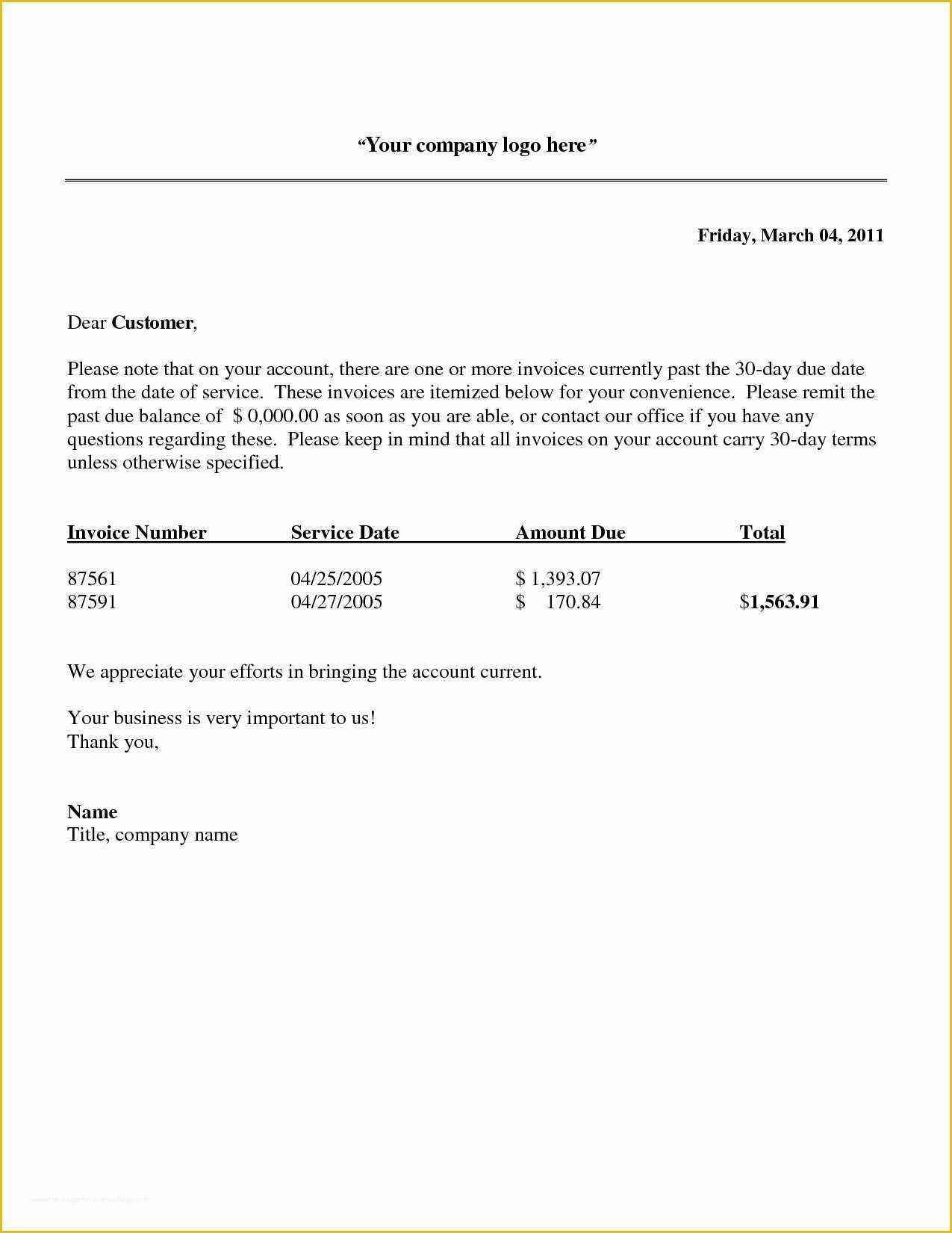 Free Past Due Letter Template Of Past Due Invoice Letter Invoice Template Ideas