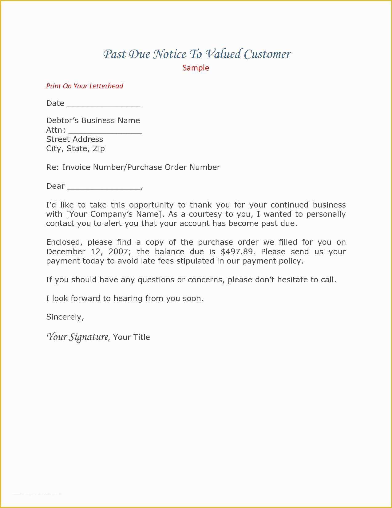 Free Past Due Letter Template Of Past Due Invoice Letter Template