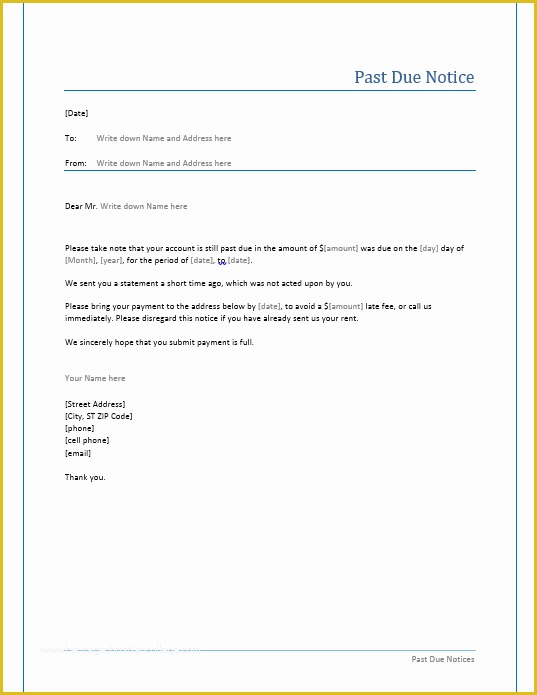 Free Past Due Letter Template Of Past Due Notice Template – Microsoft Word Templates