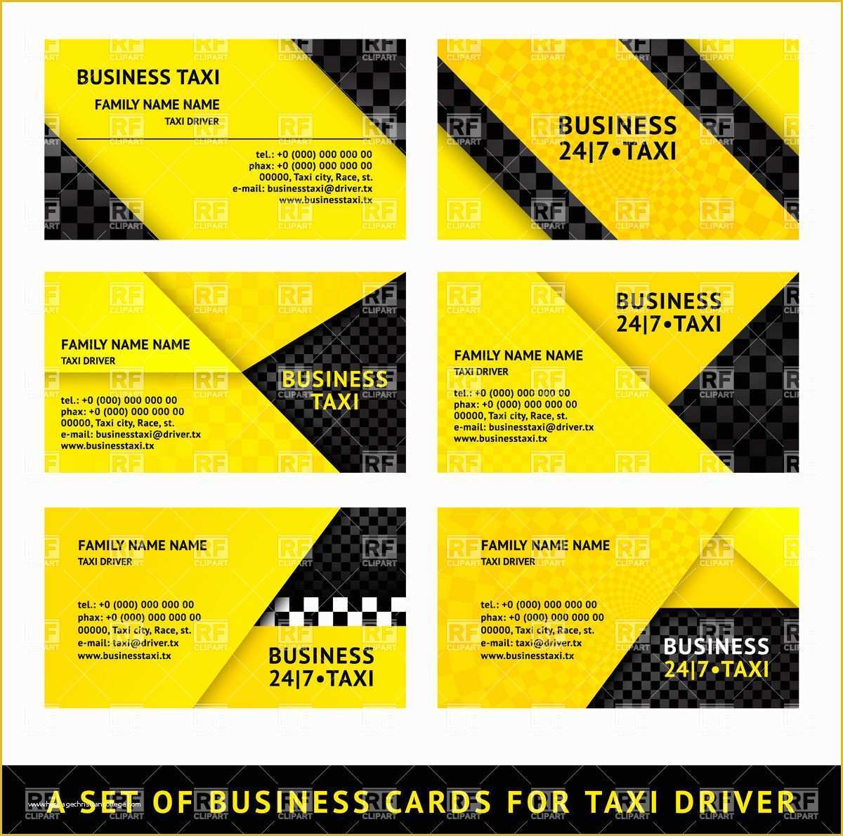 Free Patriotic Business Card Templates Of Business Card Taxi Yellow Templates Royalty Free Vector