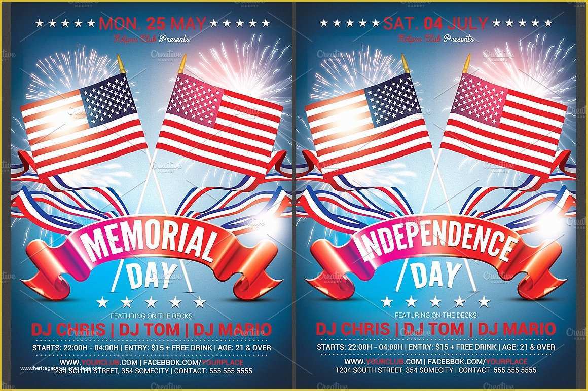 Free Patriotic Business Card Templates Of Memorial & Independence Day Flyer Flyer Templates