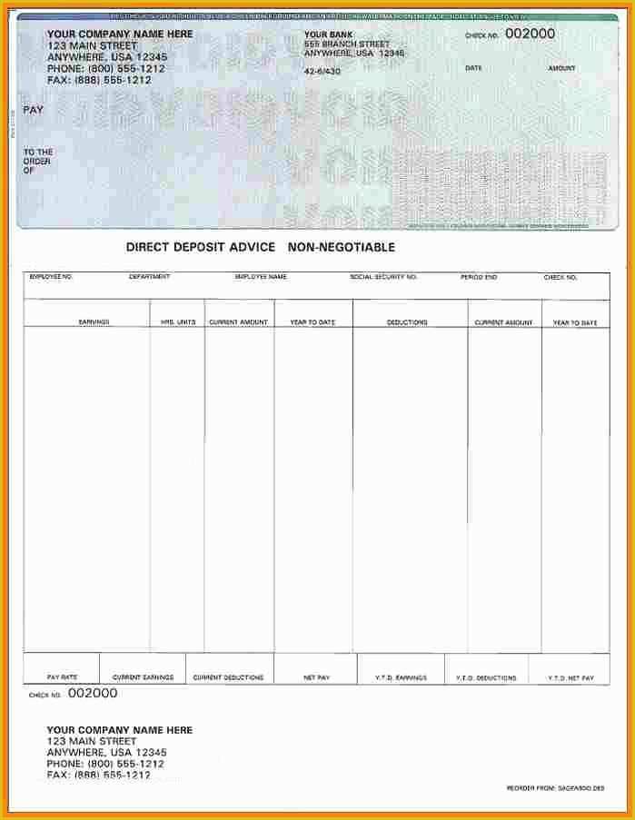 Free Pay Stub Template Download Of 6 Payroll Check Templates Free