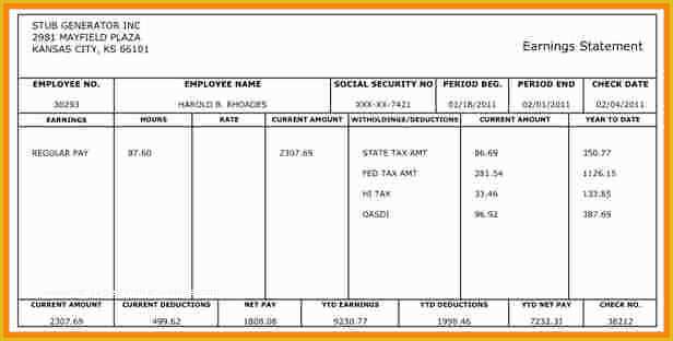 Free Pay Stub Template Download Of 9 Paycheck Stub Template Free