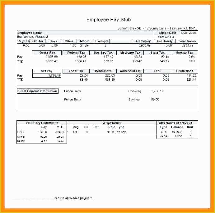 Free Pay Stub Template Download Of Excel Paycheck Template Corporate Pay Stub Free Fake for