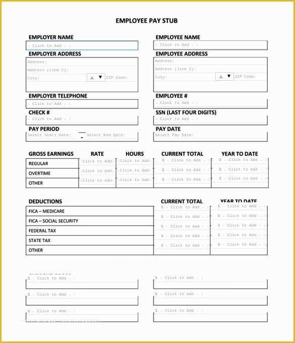 Free Pay Stub Template Of 24 Pay Stub Templates Samples Examples &amp; formats