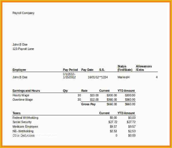 Free Pay Stub Template Of 7 Pay Stub Template Excel Free