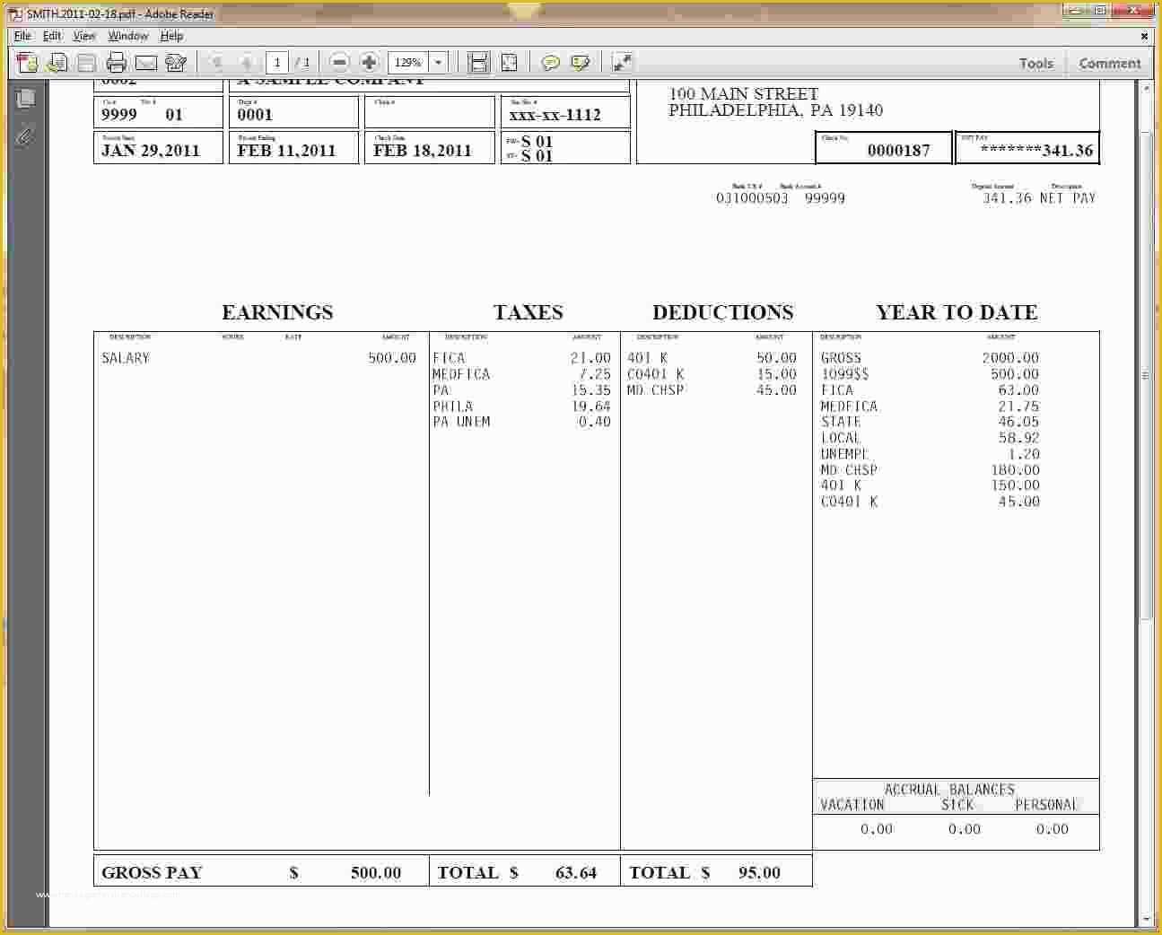 Free Template For Check Stubs