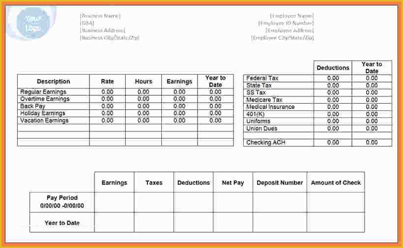 Free Pay Stub Template Of 9 Free Pay Stub Template