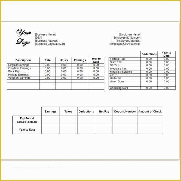 Free Pay Stub Template Of Employee Pay Stub Template Download Templates Resume