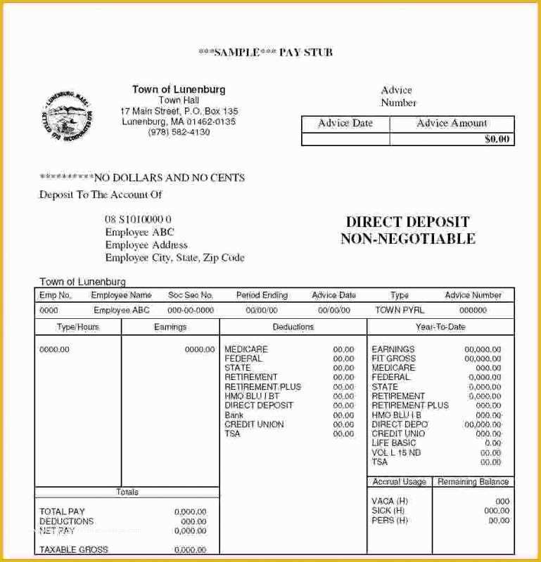 Free Pay Stub Template Of Pay Stub Template Free