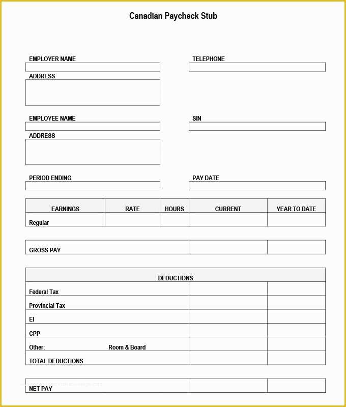 Free Pay Stub Template Word Of 4 Free Check Stub Templates Pdf Excel Sample Documents