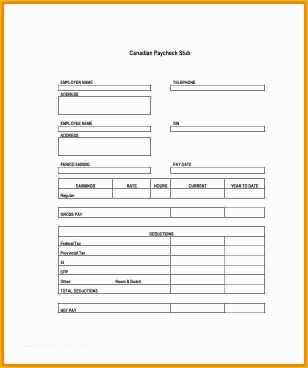 Free Pay Stub Template Word Of 5 Free Paystub Generator Canada