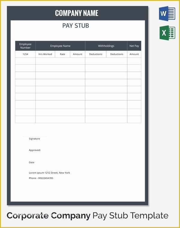 Free Pay Stub Template Word Of Easy and Free Payroll Check Stub Template Download