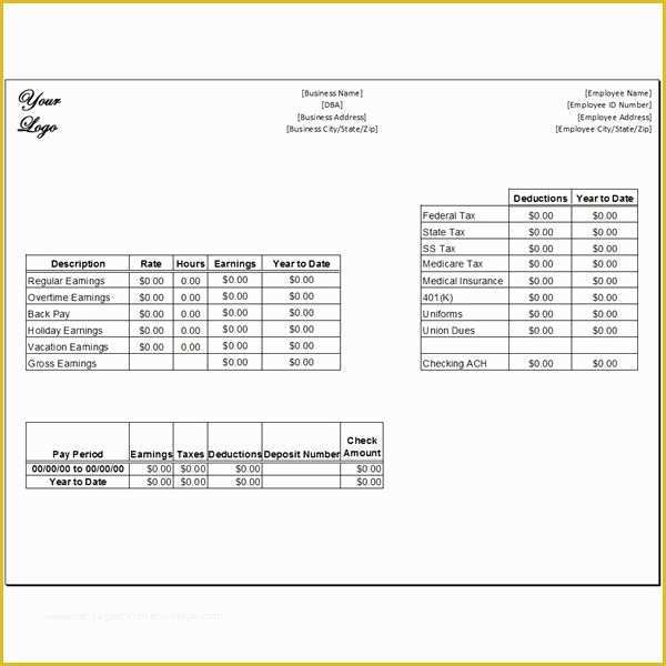 Free Paystub Template Of Download A Free Pay Stub Template for Microsoft Word or Excel