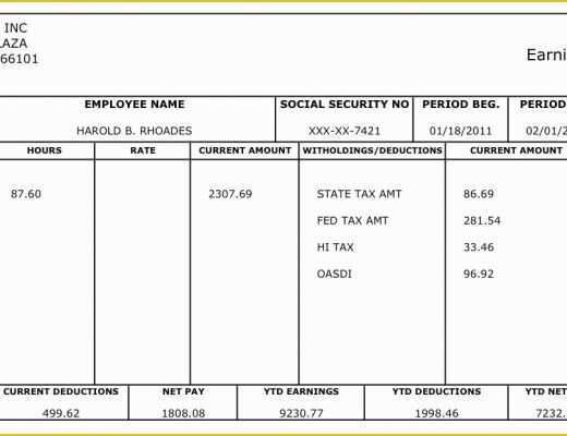 Free Paystub Template Of Free Printable Blank Paycheck Stubs