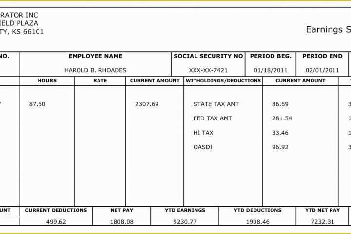 Free Paystub Template Of Free Printable Blank Paycheck Stubs
