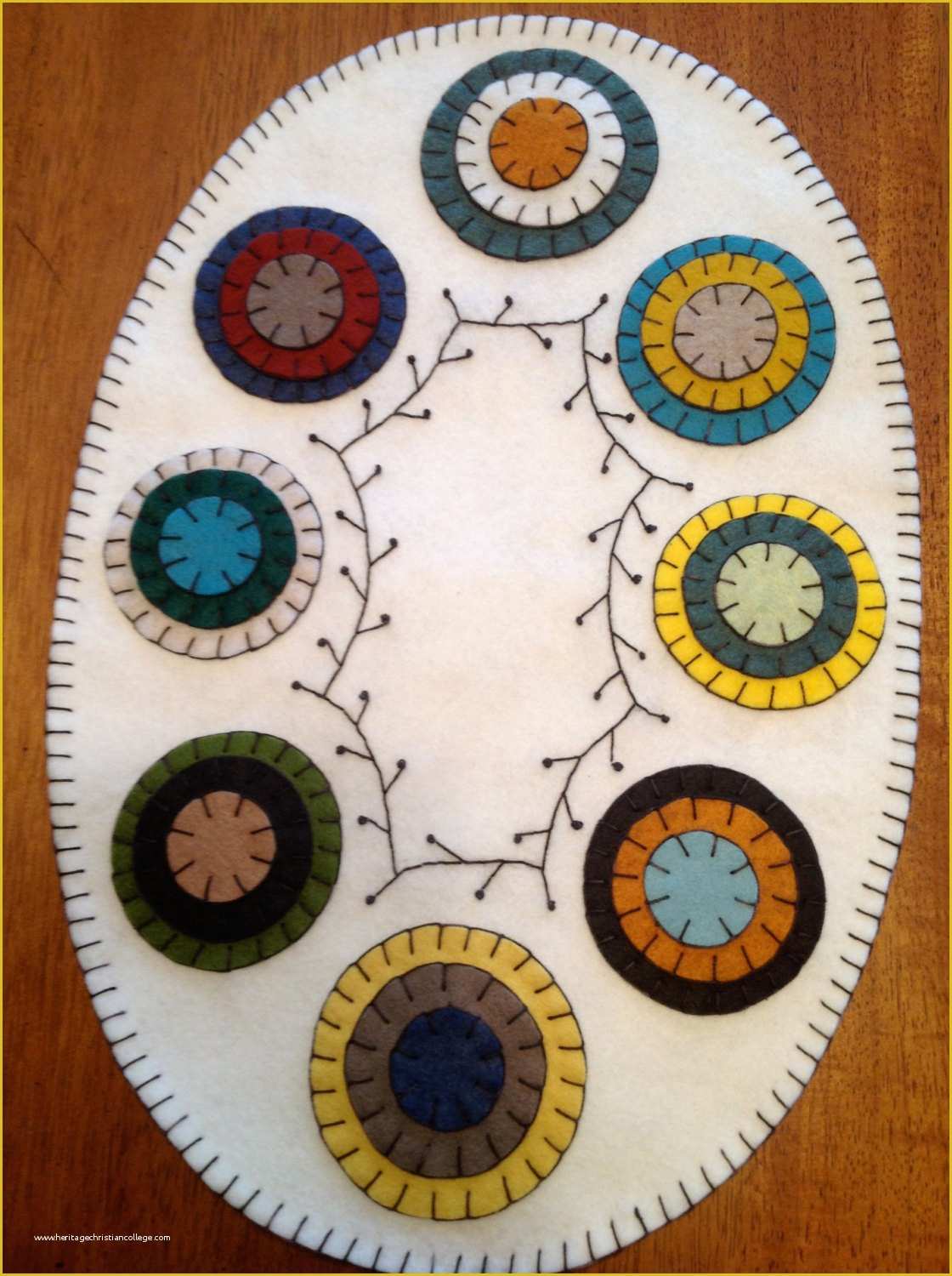 Free Penny Rug Templates Of Primitive Oval Penny Rug Colorful Pennies and Pip Vines