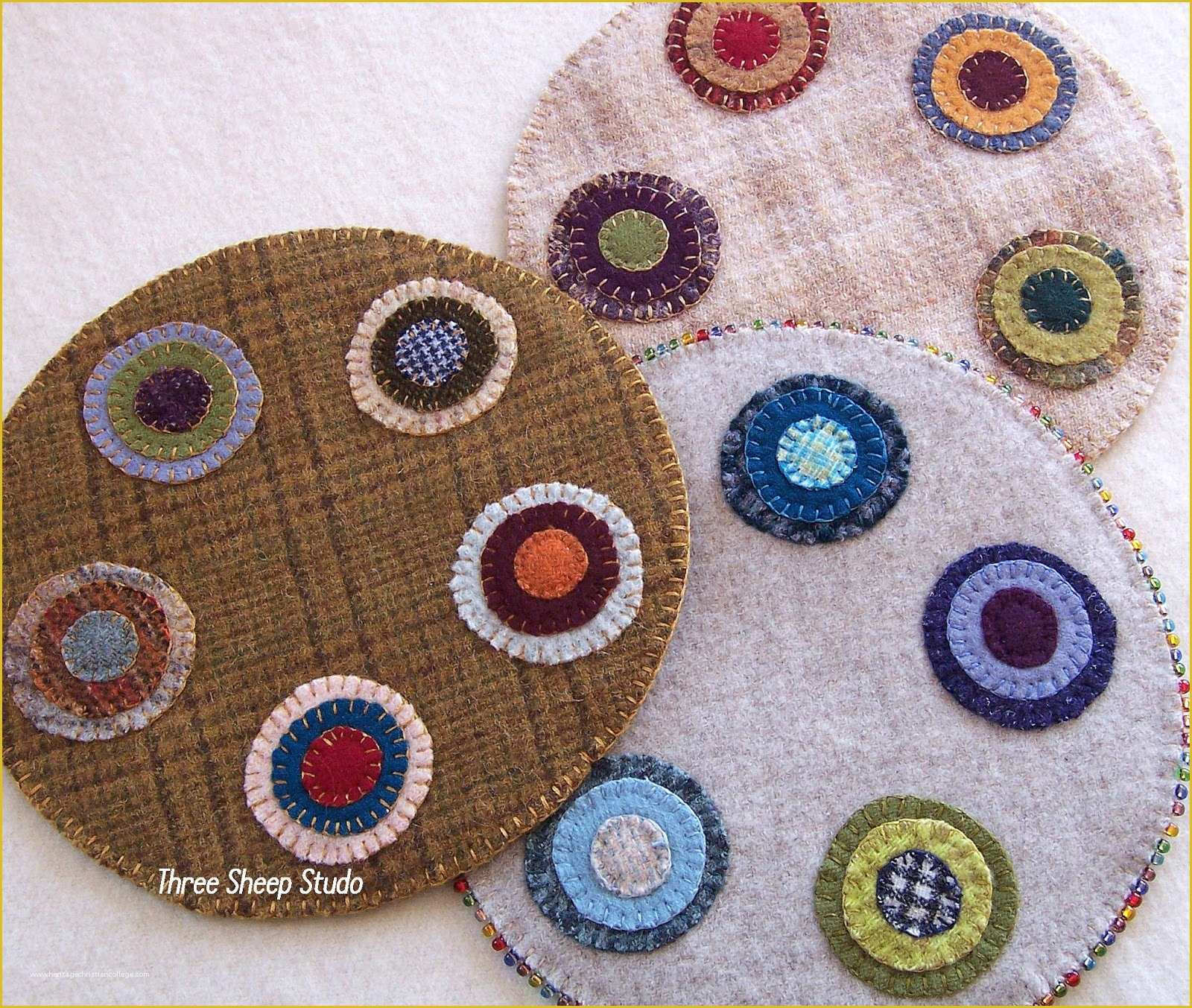 Free Penny Rug Templates Of Three Sheep Studio Penny Rug Mat