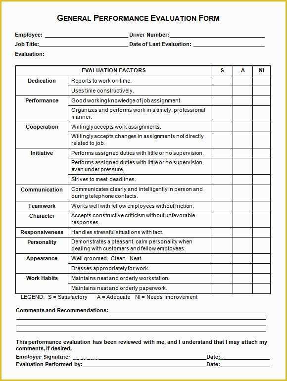 Free Performance Evaluation Templates Of 10 Job Performance Evaluation Templates Download for Free