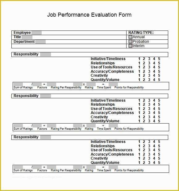 Free Performance Evaluation Templates Of 10 Job Performance Evaluation Templates Download for Free