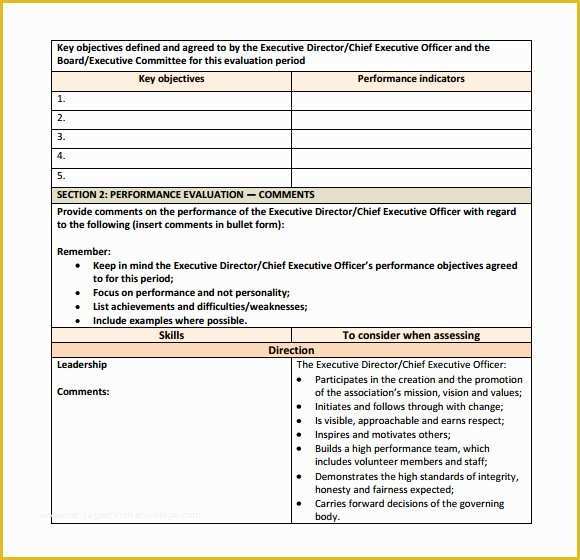 Free Performance Evaluation Templates Of 7 Manager Evaluation Samples