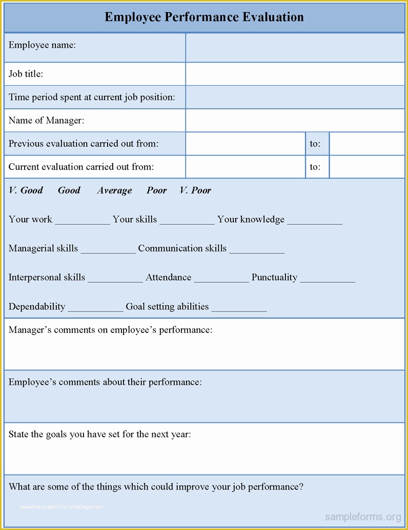 Free Performance Evaluation Templates Of Employee Performance Review Template Free Frompo