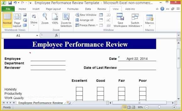 Free Performance Evaluation Templates Of Free Performance Review Template form for Word 2007