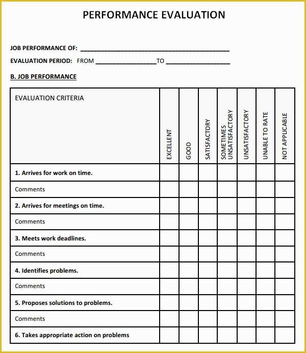 Free Performance Evaluation Templates Of Performance Evaluation 9 Download Free Documents In Pdf