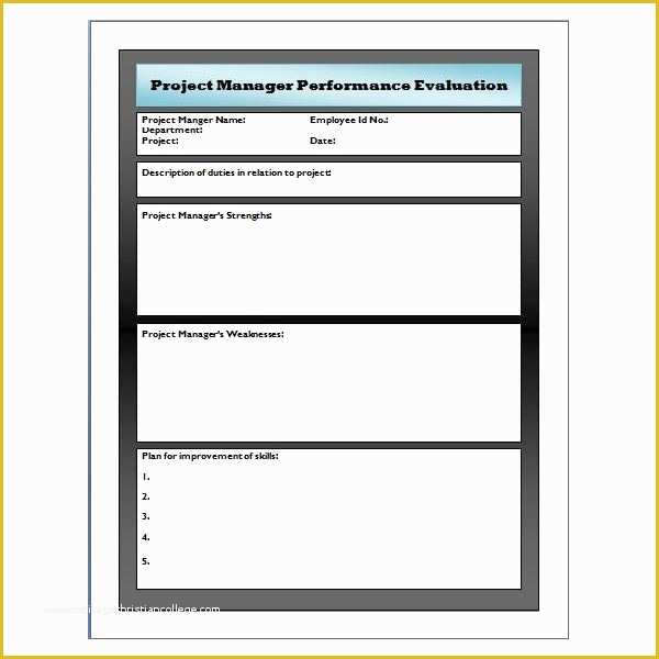 Free Performance Evaluation Templates Of Sample Performance Evaluation for Project Manager Use