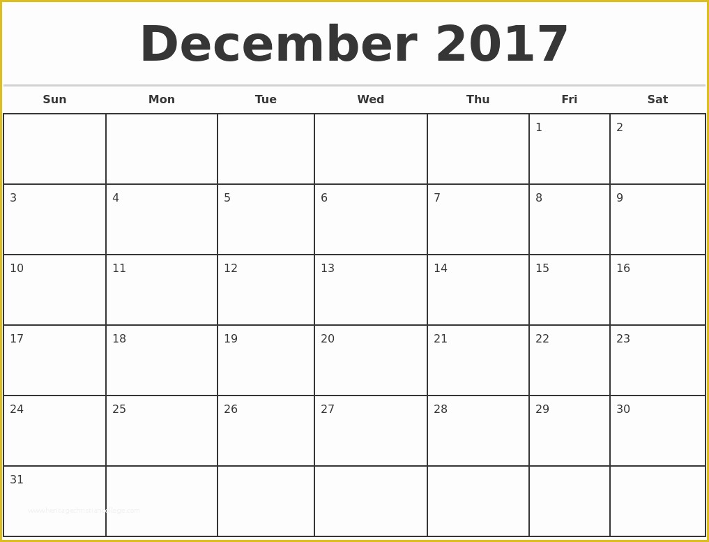 Free Photo Calendar Template 2017 Of 2017 Monthly Calendar Template