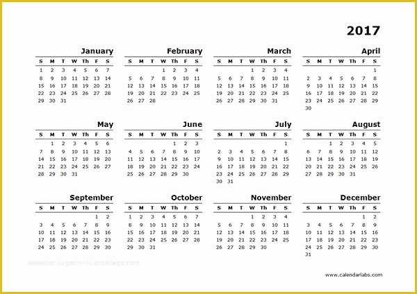 Free Photo Calendar Template 2017 Of 2017 Yearly Calendar Blank Minimal Design Free Printable