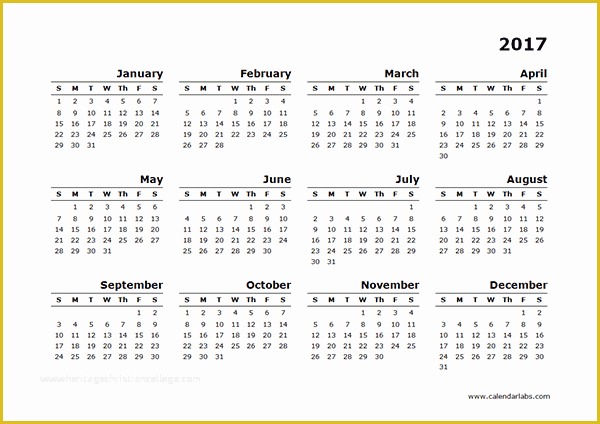 Free Photo Calendar Template 2017 Of 2017 Yearly Calendar Blank Minimal Design Free Printable