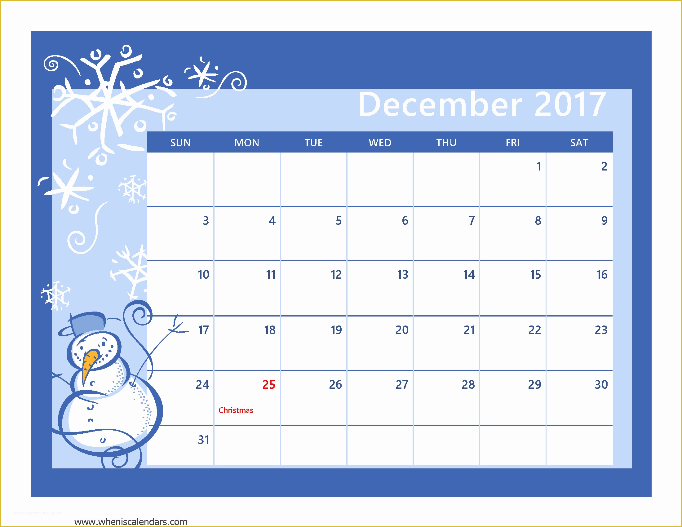 Free Photo Calendar Template 2017 Of December 2017 Calendar Template