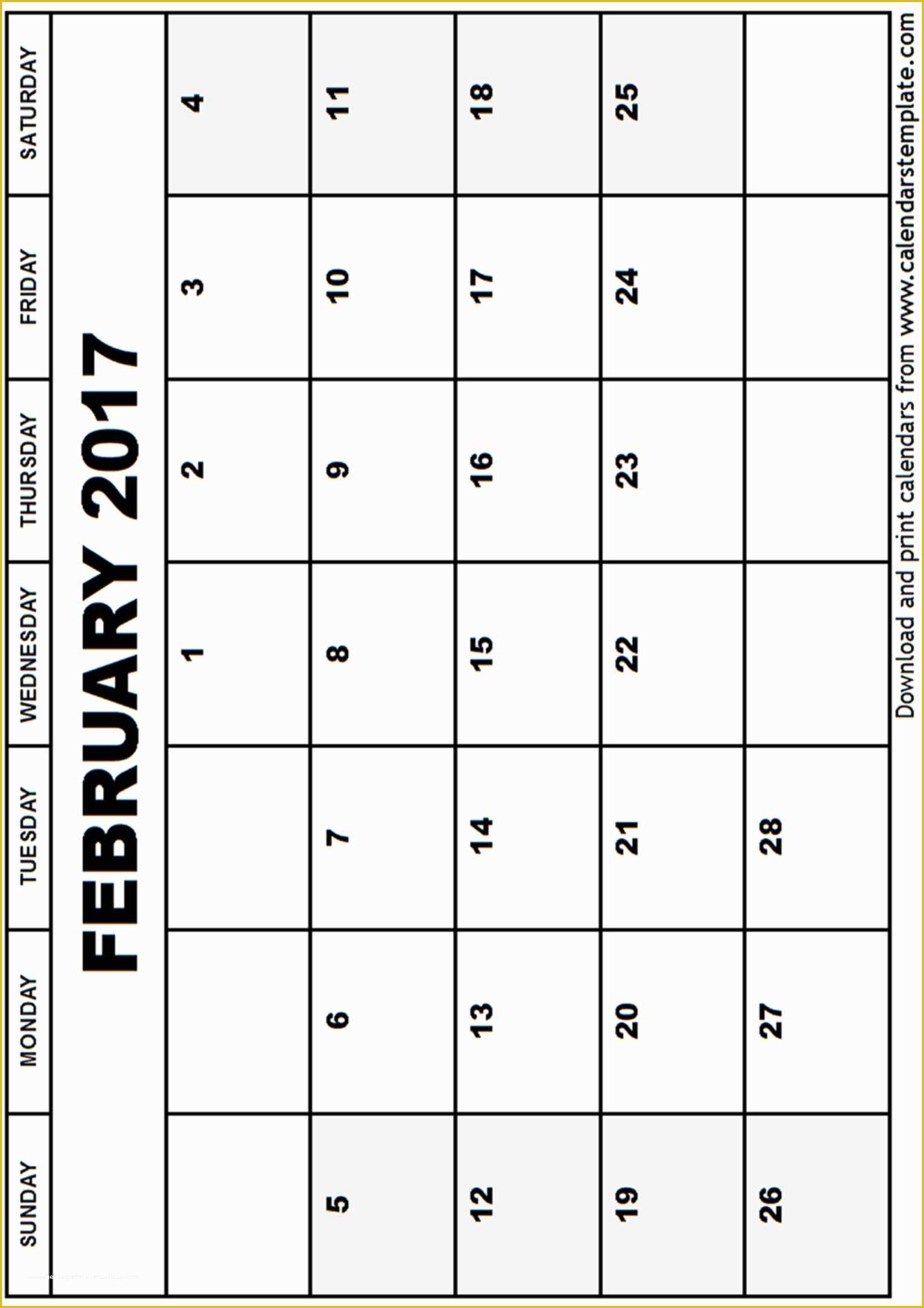 Free Photo Calendar Template 2017 Of February 2017 Calendar Template