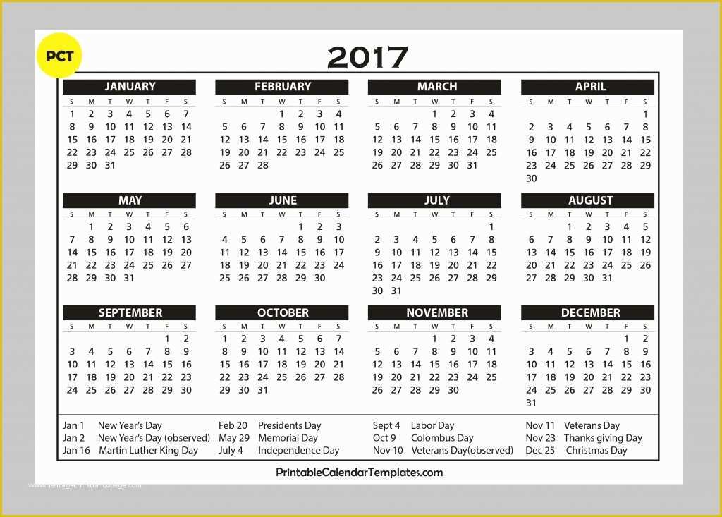 Free Photo Calendar Template 2017 Of Free Printable Calendar 2017