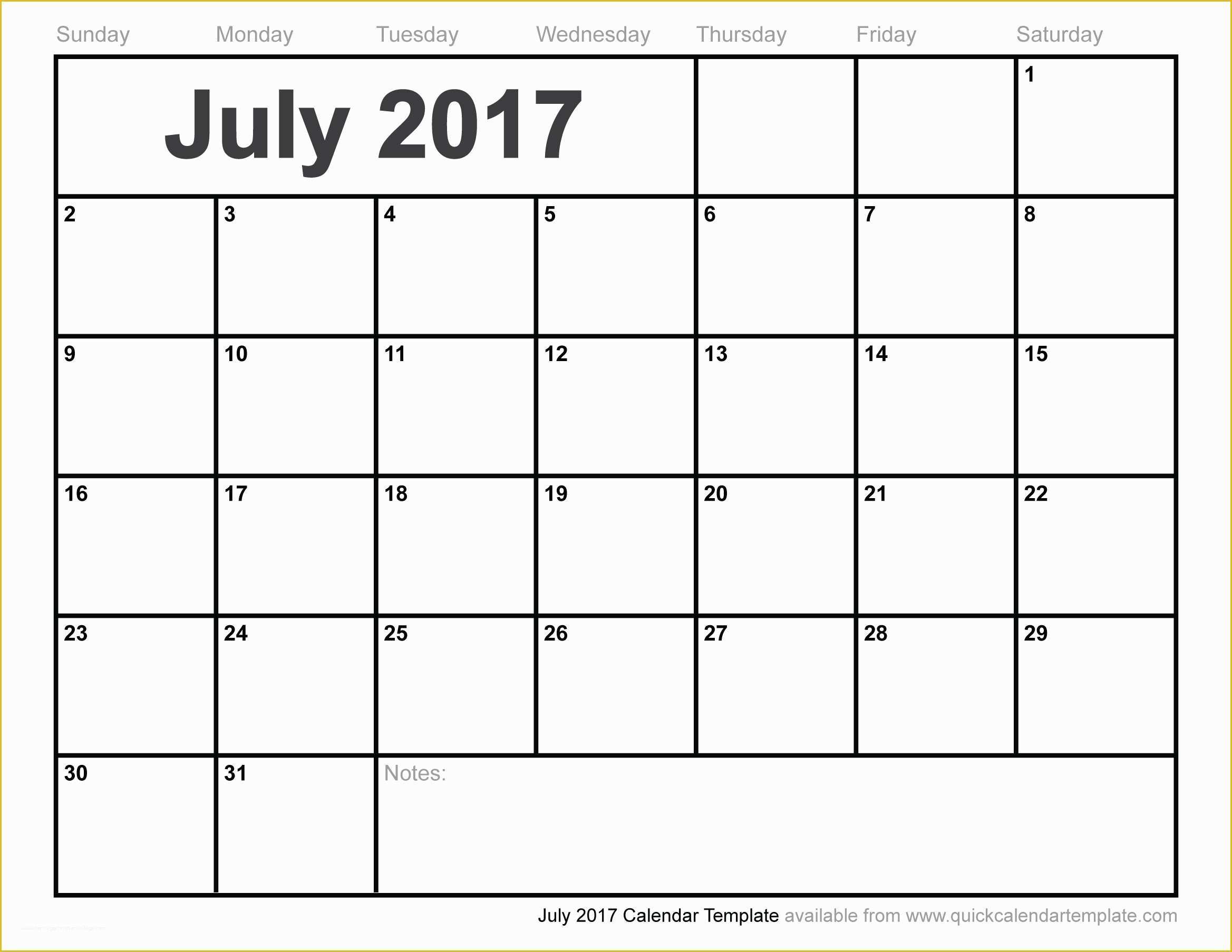 Free Photo Calendar Template 2017 Of July 2017 Calendar Pdf