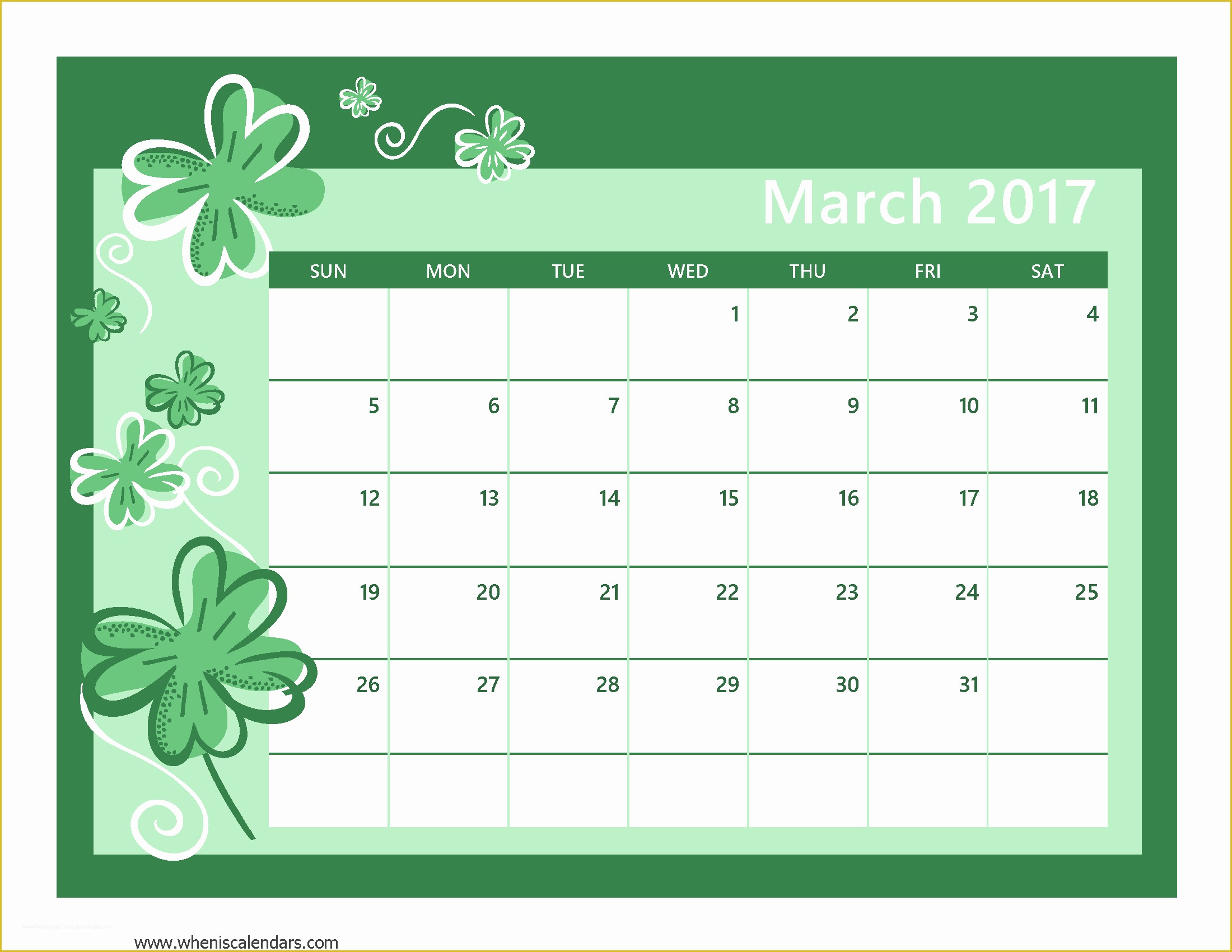 Free Photo Calendar Template 2017 Of March 2017 Calendar Cute