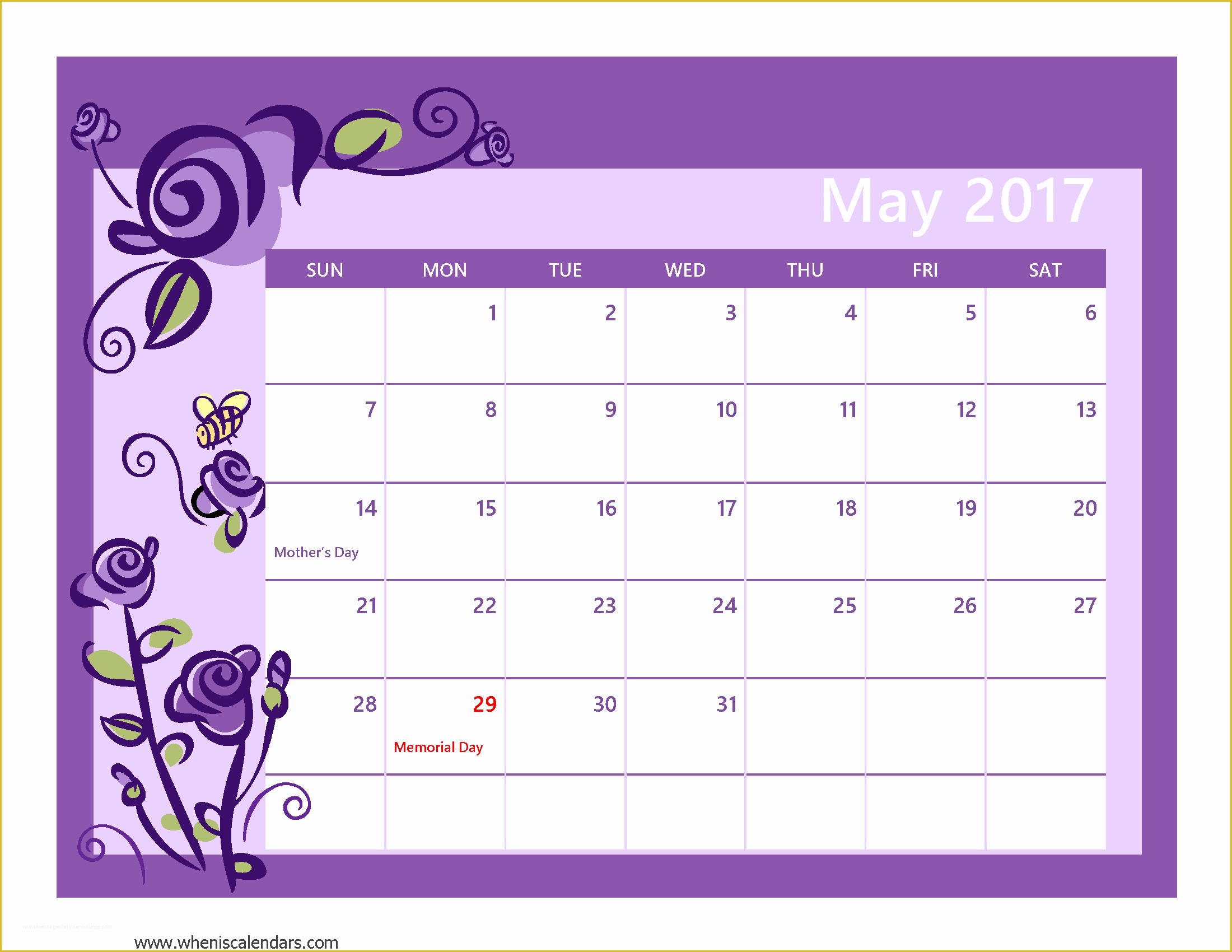 Free Photo Calendar Template 2017 Of May 2017 Calendar Pdf
