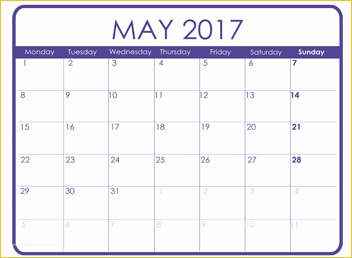 Free Photo Calendar Template 2017 Of Monthly Calendar Template 2017 Word