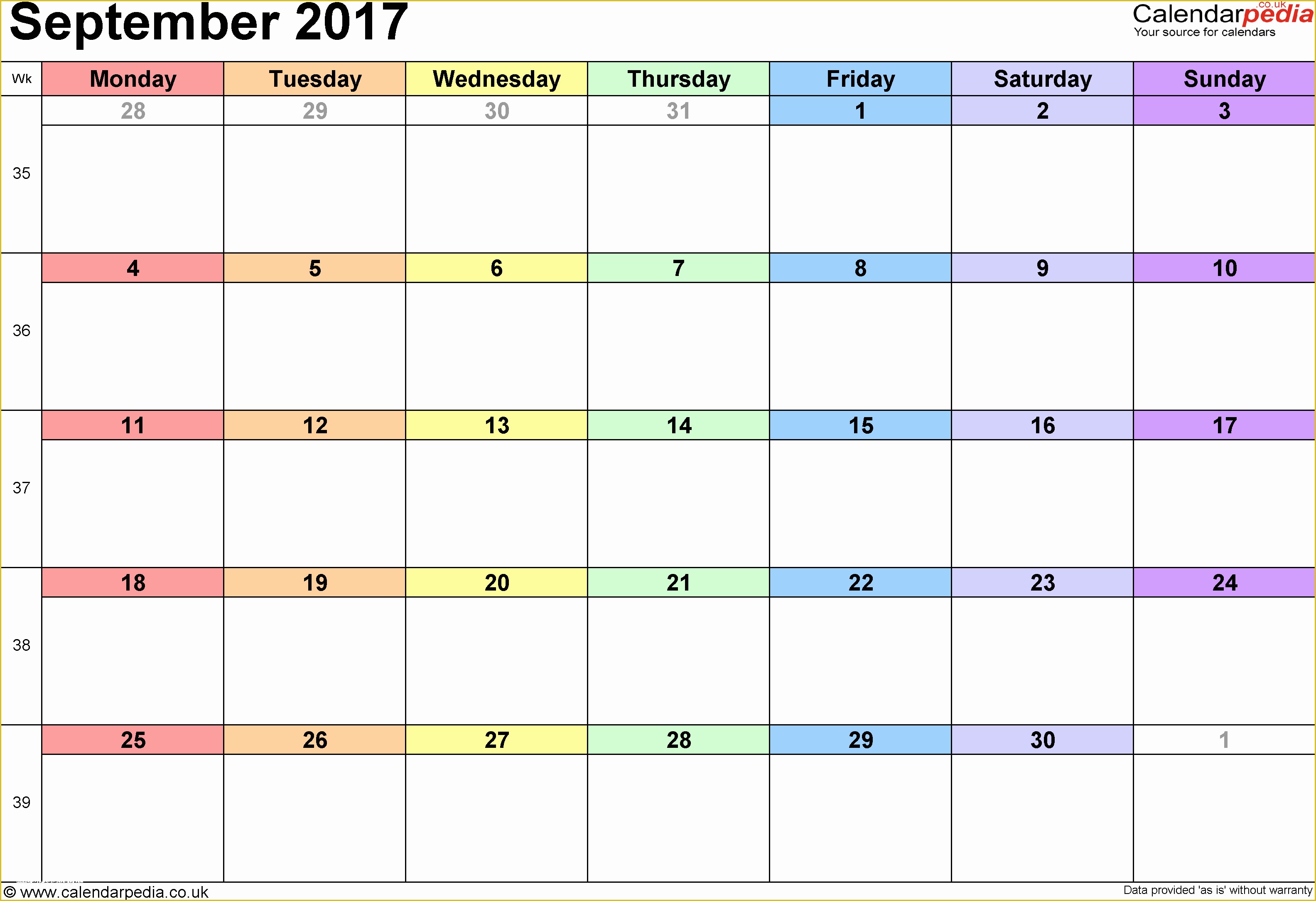 Free Photo Calendar Template 2017 Of September 2017 Calendar Excel