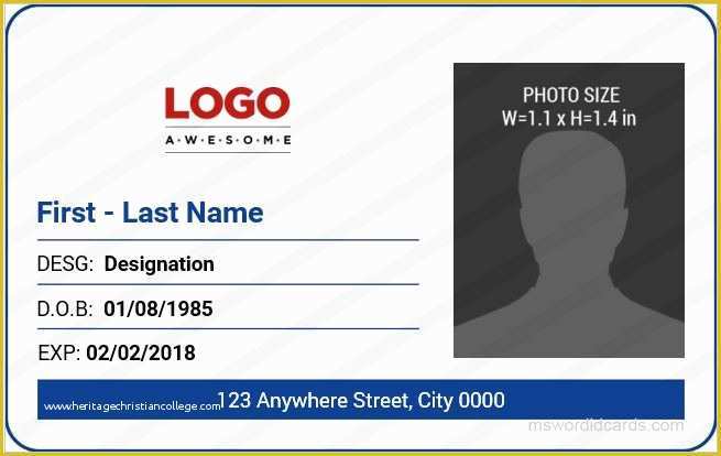 Free Photo Id Badge Template Of 5 Best Fice Id Card Templates Ms Word