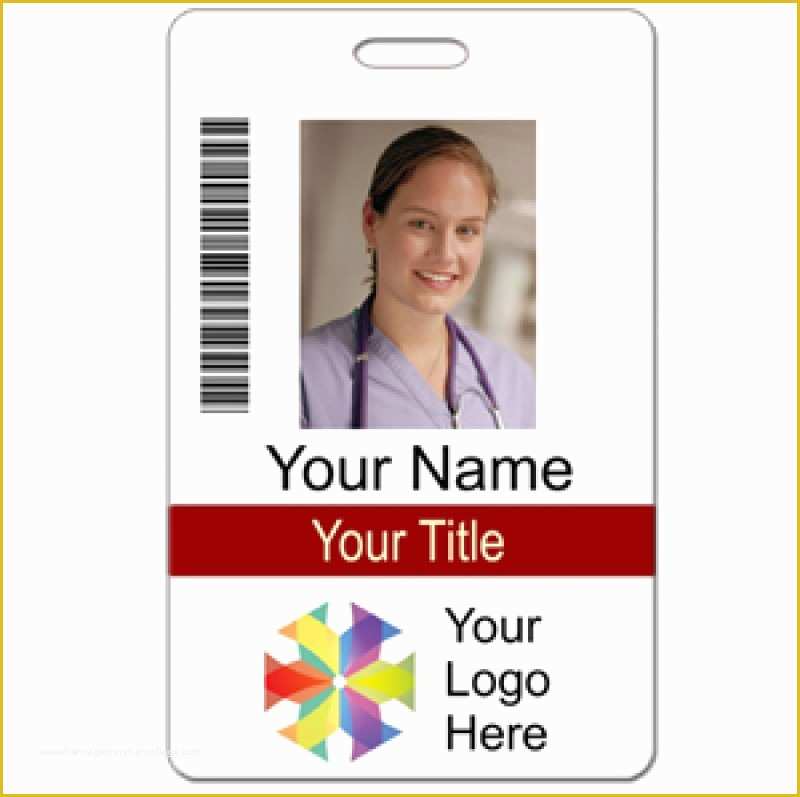 Free Photo Id Badge Template Of Id Custom 2 Lines Text Bar Code & Logo Name Tag