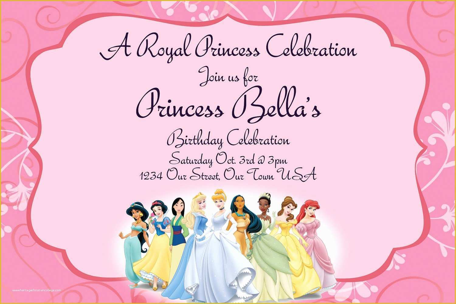 Free Photo Party Invitation Templates Of Disney Princesses Birthday Invitations Disney Princess