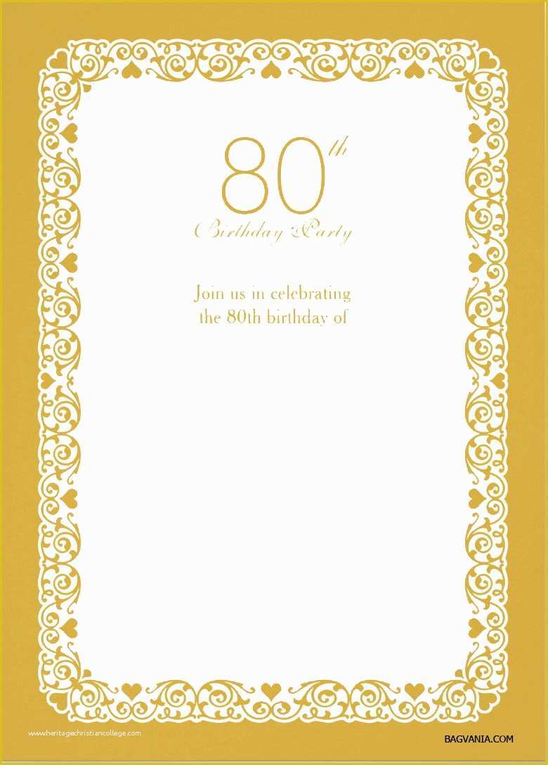 Free Photo Party Invitation Templates Of Free Printable 80 Birthday Invitations Templates – Free