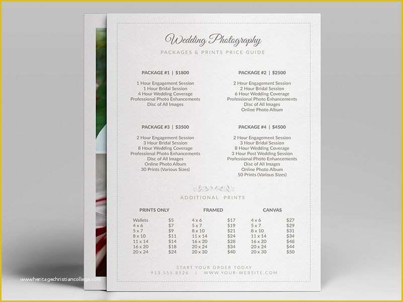 Free Photography Pricing Guide Template Of Easy to Customize 5&quot; X 7&quot; Wedding Grapher Pricing