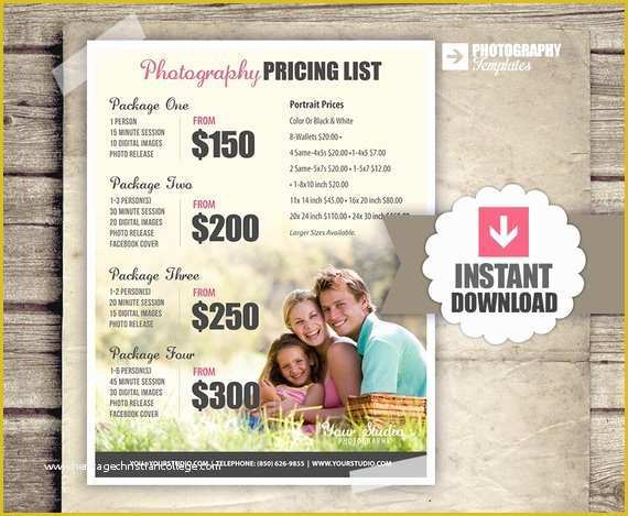 Free Photography Pricing Guide Template Of Graphy Price List Pricing List for Graphers