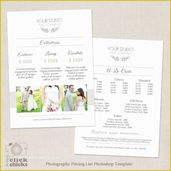 Free Photography Pricing Guide Template Of Wedding Graphy Pricing List Template Graphy