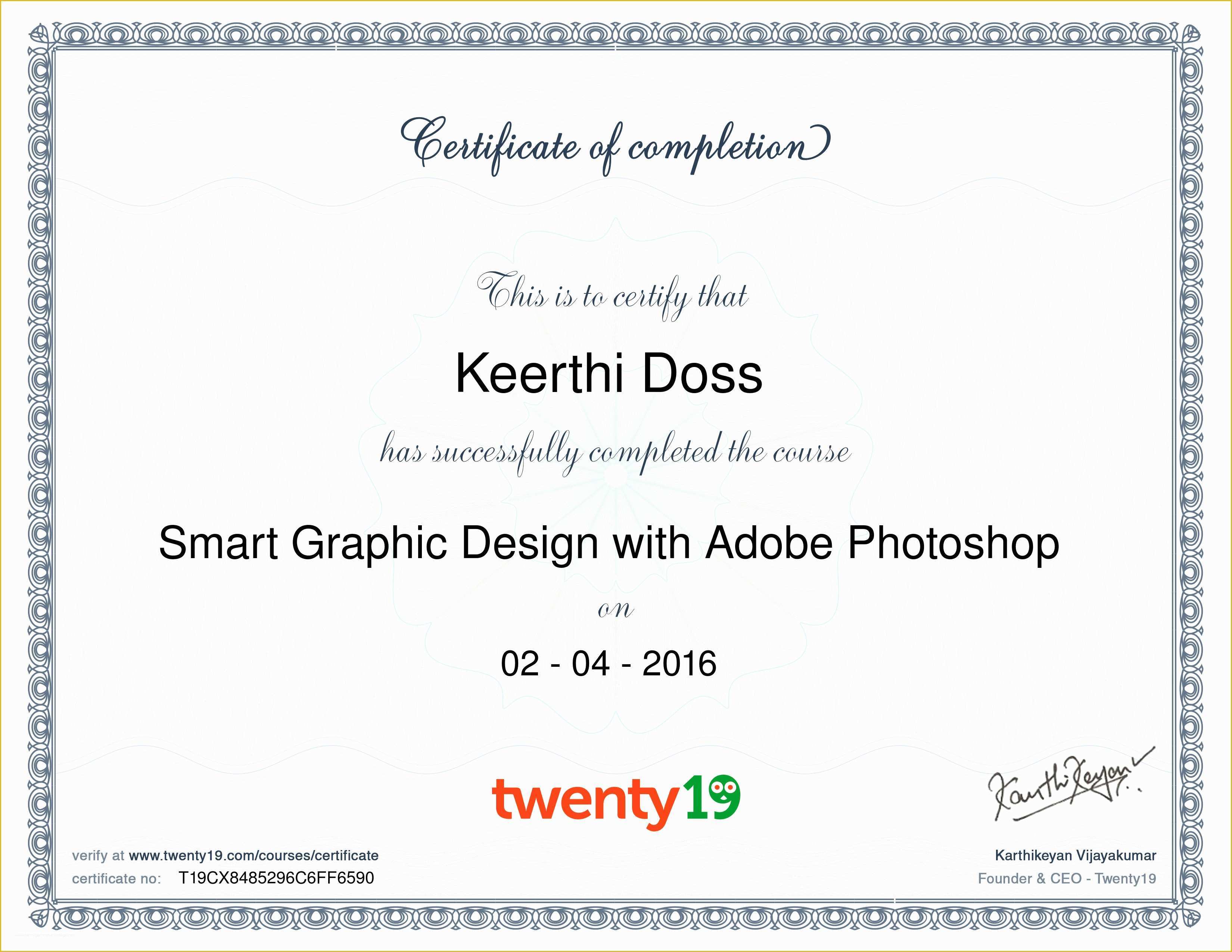 Free Photoshop Certificate Template Of Adobe Shop Certificates