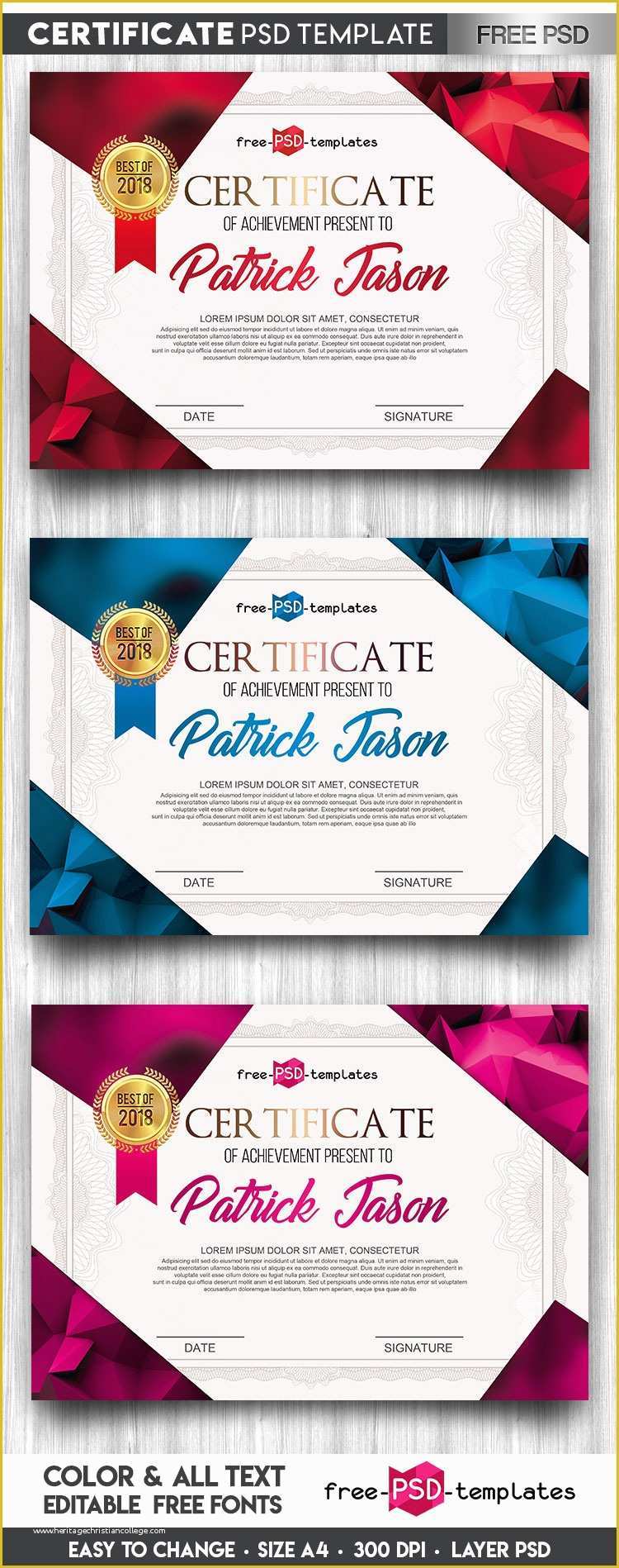 Free Photoshop Certificate Template Of Free Certificate Template In Psd
